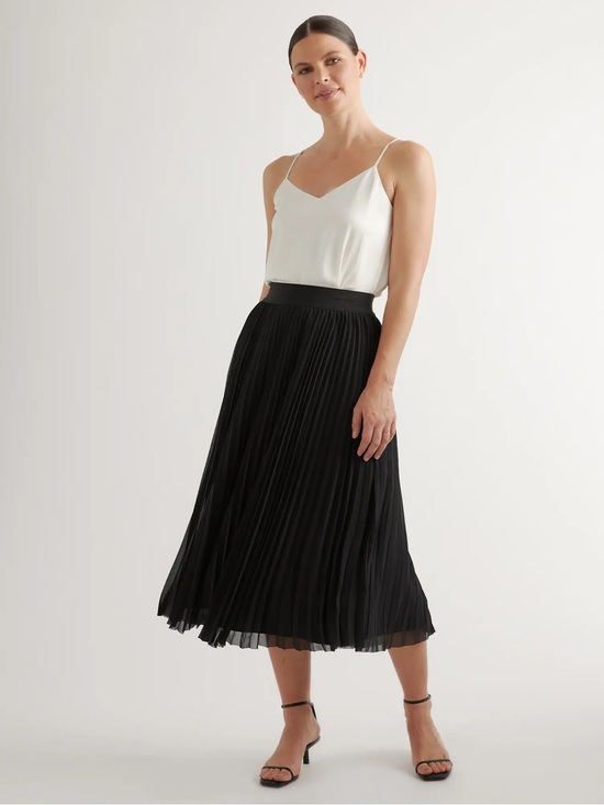 Quince Dresses & Skirts - Quince Chiffon Pleated Midi Skirt | Black | Size S